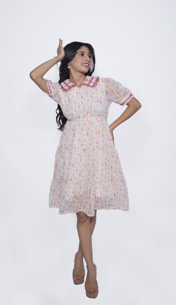BALLON PRINT CHIFFON KNEE LENGTH ONE PIECE