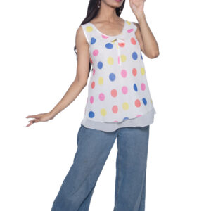 MULTICOLOURED POLKA DOTS CHIFFON TOP