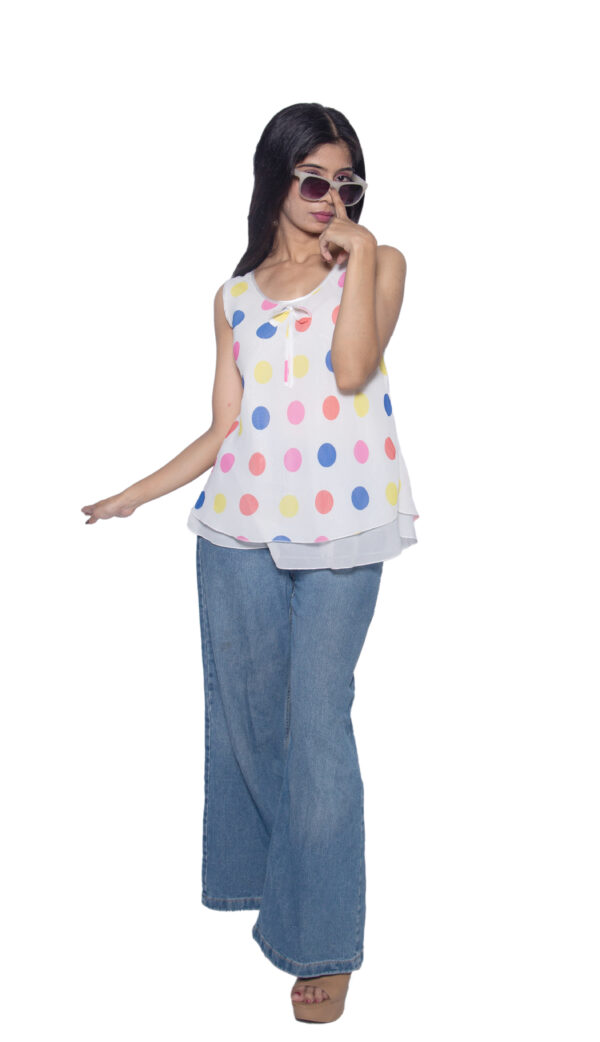 MULTICOLOURED POLKA DOTS CHIFFON TOP - Image 2