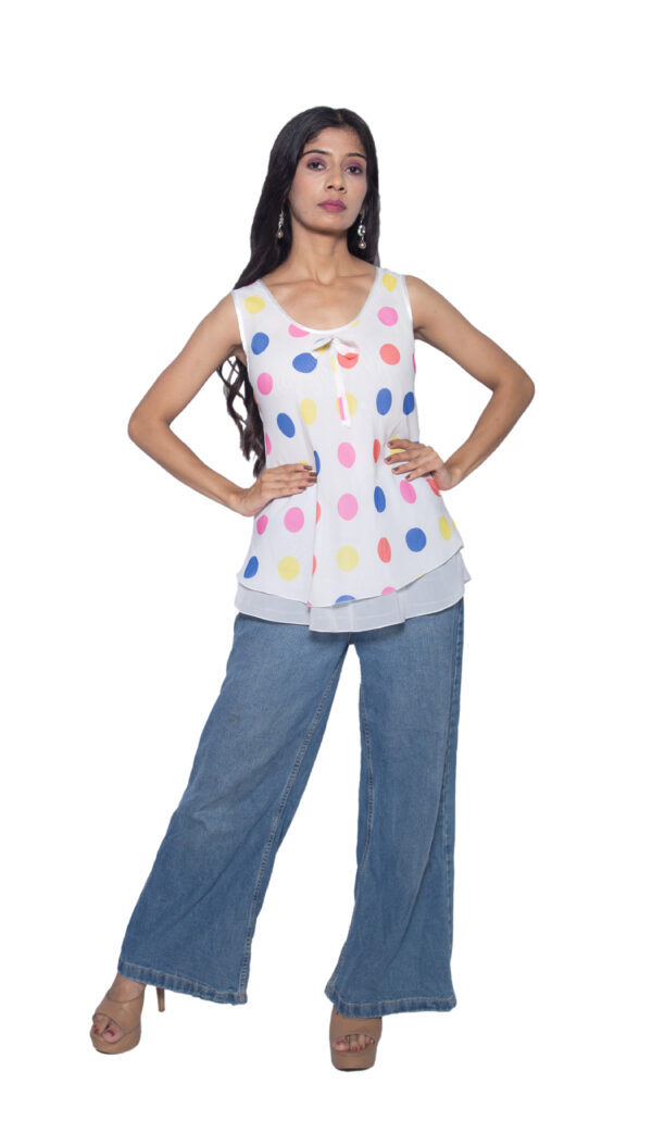 MULTICOLOURED POLKA DOTS CHIFFON TOP - Image 3