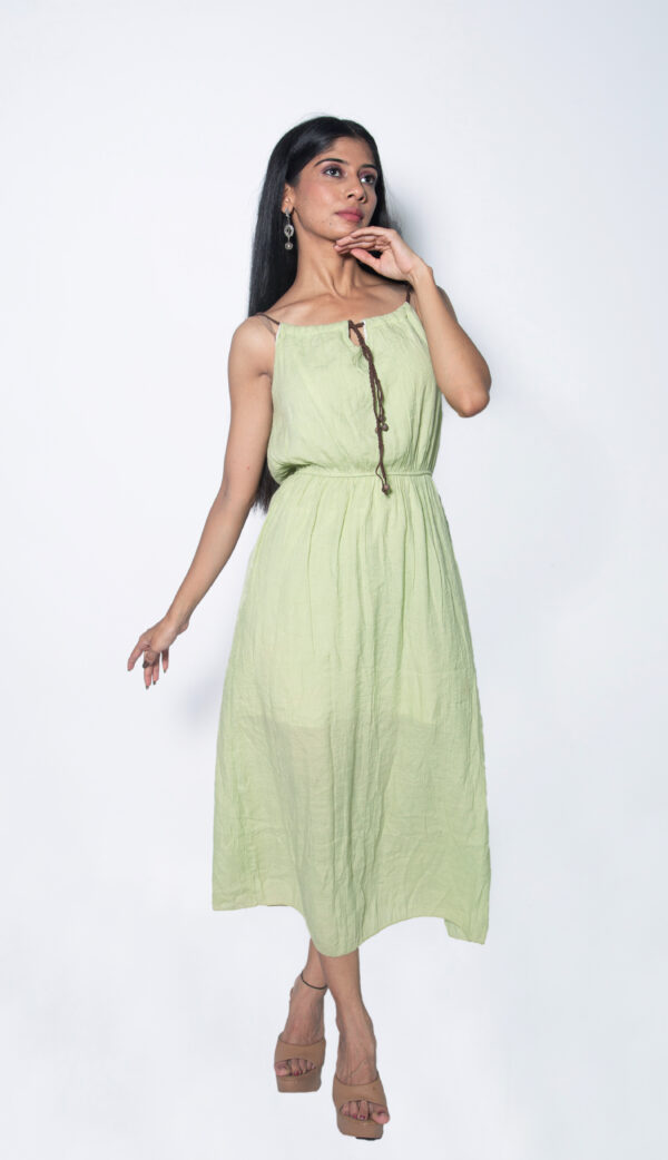 BAMBOO COTTON LIGHT GREEN EVENING GOWN - Image 3