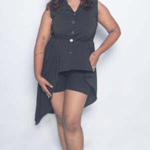POLYCOTTON TOP - BLACK