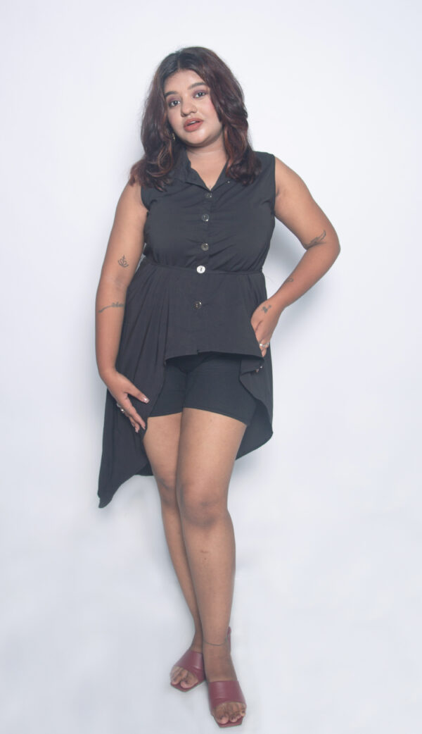POLYCOTTON TOP - BLACK