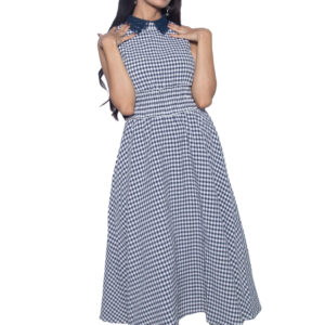 BLUE & WHITE CHECKERED ONE PIECE FULL LENGTH
