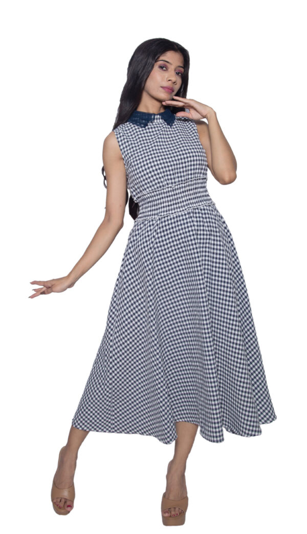 BLUE & WHITE CHECKERED ONE PIECE FULL LENGTH - Image 2