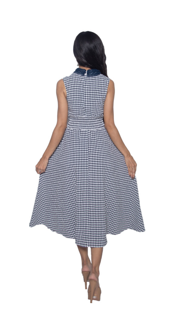BLUE & WHITE CHECKERED ONE PIECE FULL LENGTH - Image 3