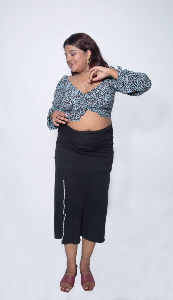 FLORAL CROP TOP FULL SLEEVES