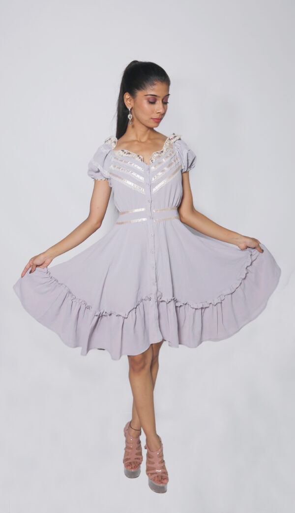 LAVENDER CHIFFON ONE PIECE FROCK - Image 3