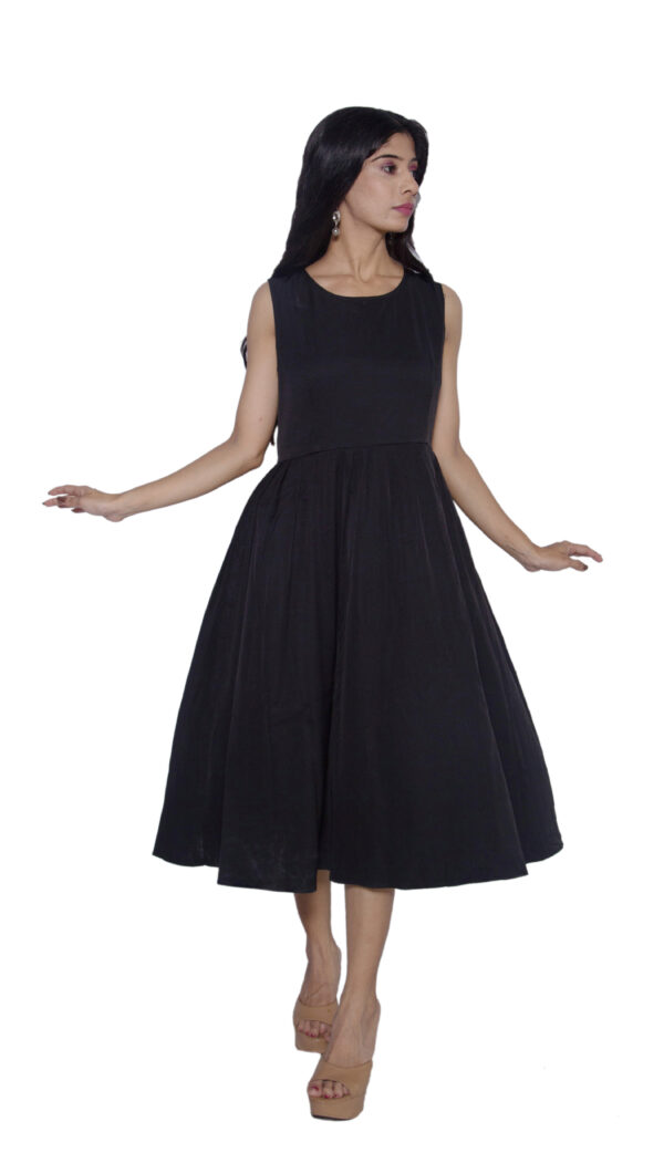 BLACK COTTON BLEND ONE PIECE CASUAL WEAR - Image 3