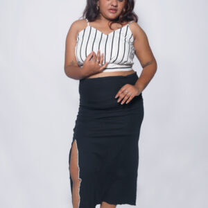 WHITE & BLACK BACKLESS STRIPES TANK TOP