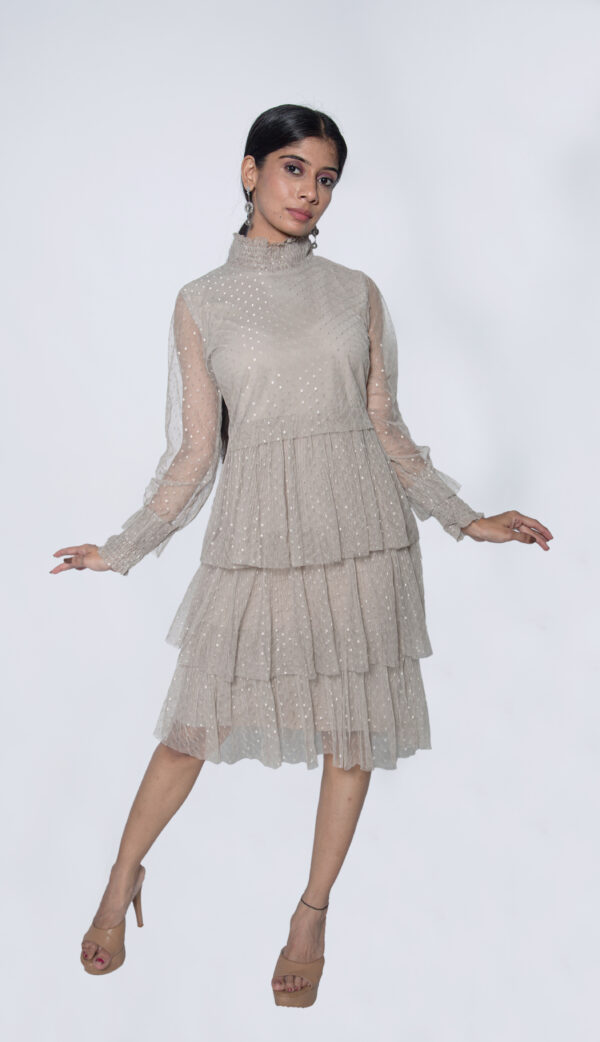 GREY NETTED CHIFFON PARTY WEAR - Image 2
