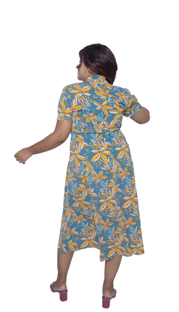 COTTON FLORAL ONE PIECE WITH KNEE SLIT - Image 3