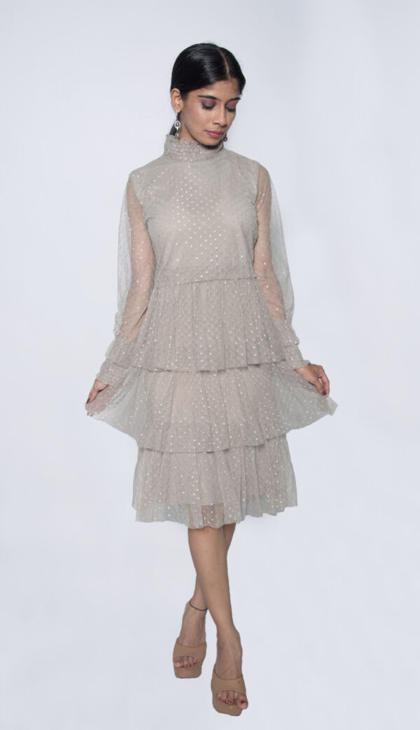 GREY NETTED CHIFFON PARTY WEAR - Image 3