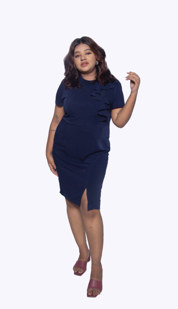 ROYAL BLUE IMPORTED FABRIC ONE PIECE WITH KNEE SLIT
