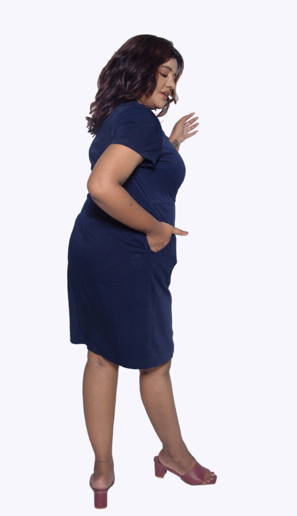 ROYAL BLUE IMPORTED FABRIC ONE PIECE WITH KNEE SLIT - Image 3