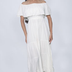 WHITE COTTON OFF SHOULDER GOWN