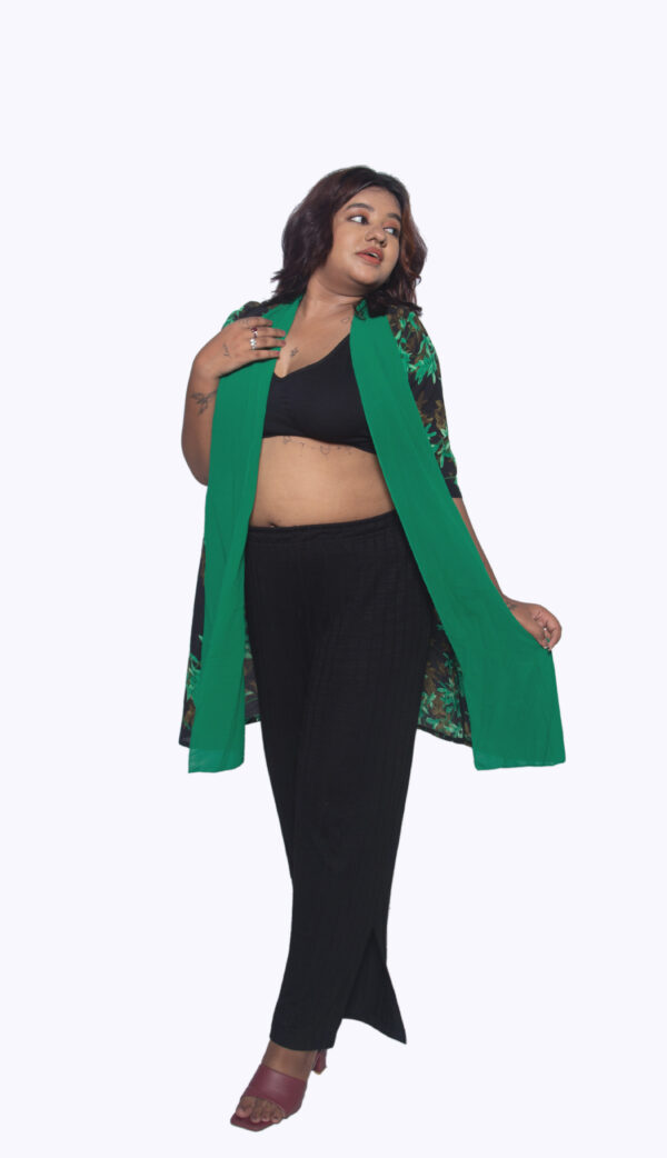 GREEN FLORAL PRINT SHRUG