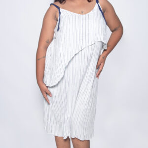 WHITE & BLUE STRIPES CASUAL WEAR ONE PIECE
