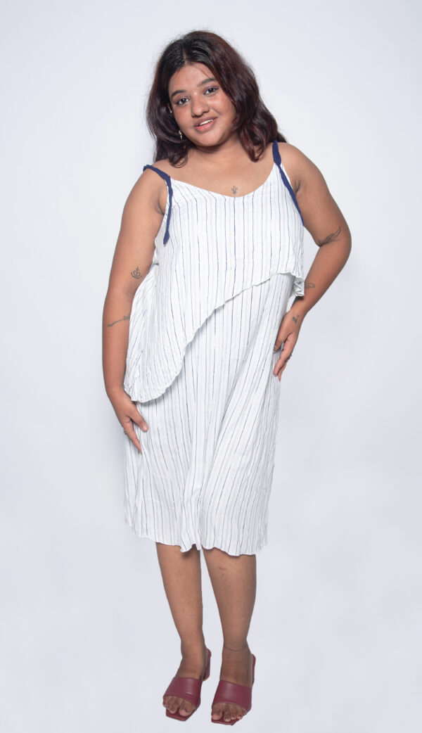 WHITE & BLUE STRIPES CASUAL WEAR ONE PIECE