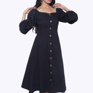 BLACK COTTON PARTY WEAR ONE PIECE