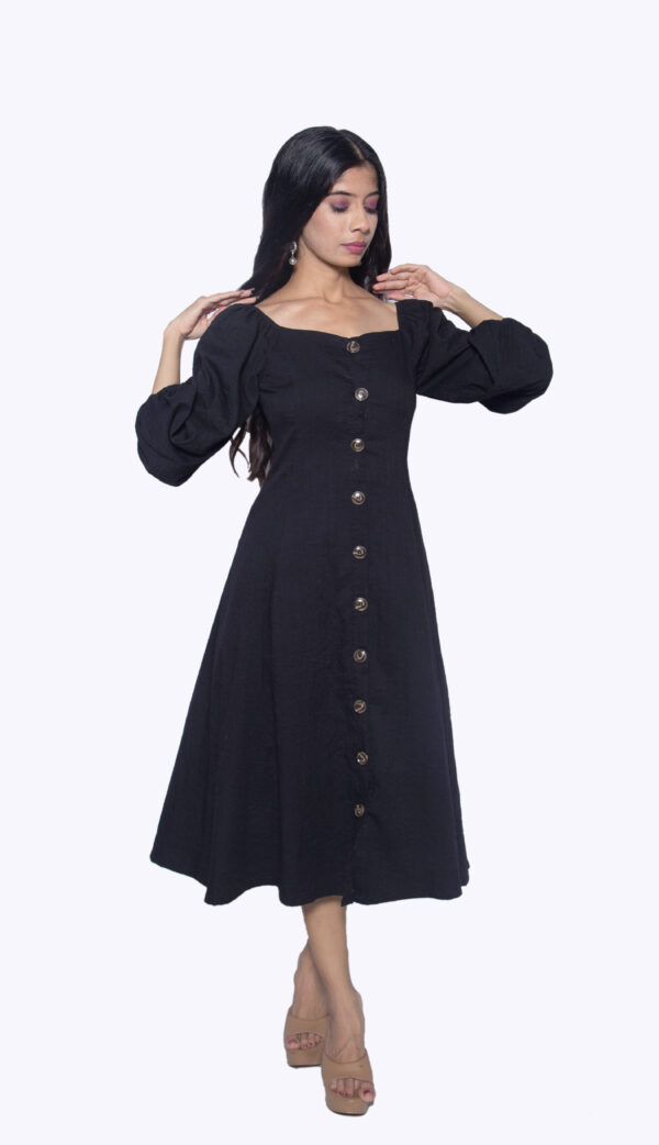 BLACK COTTON PARTY WEAR ONE PIECE