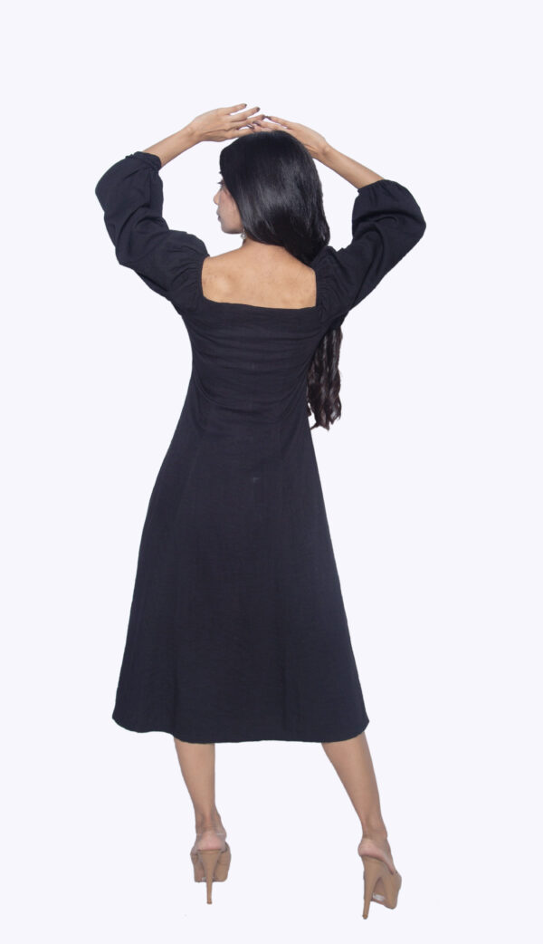 BLACK COTTON PARTY WEAR ONE PIECE - Image 3
