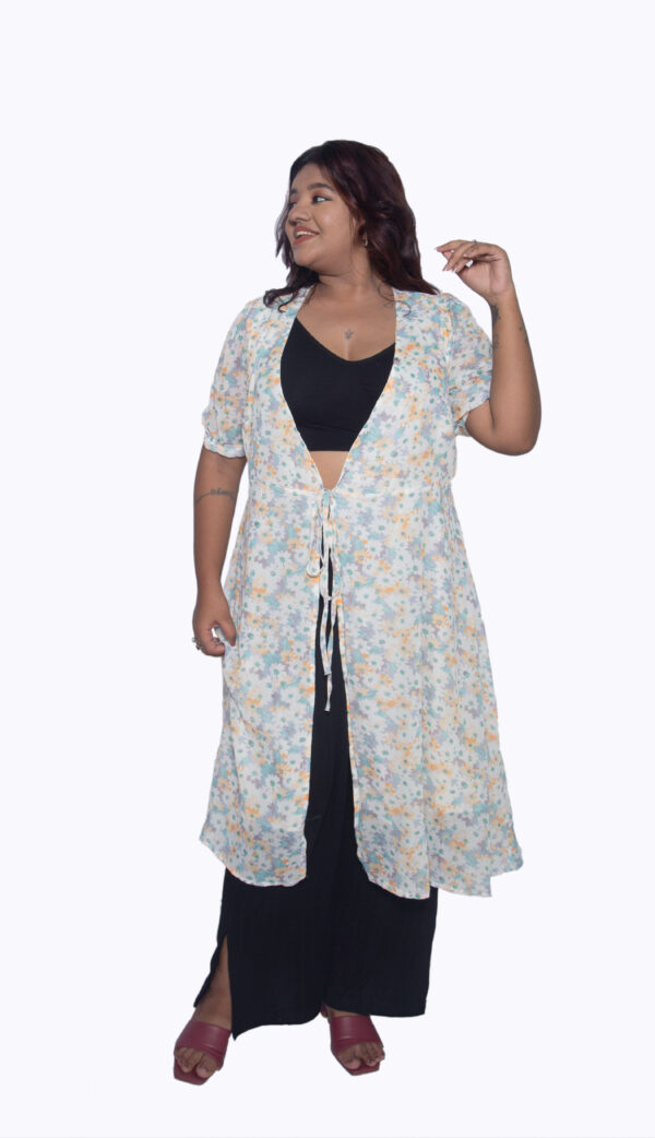FLORAL PRINT CHIFFON SHRUG - Image 2