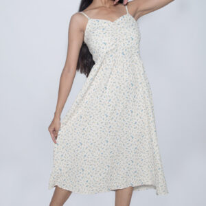 WHITE FLORAL SLEEVELESS GOWN