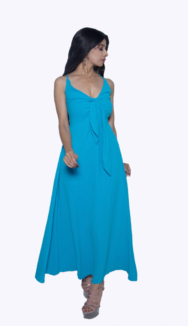 SKY BLUE IMPORTED FABRIC ONE PIECE PARTY WEAR - Image 2