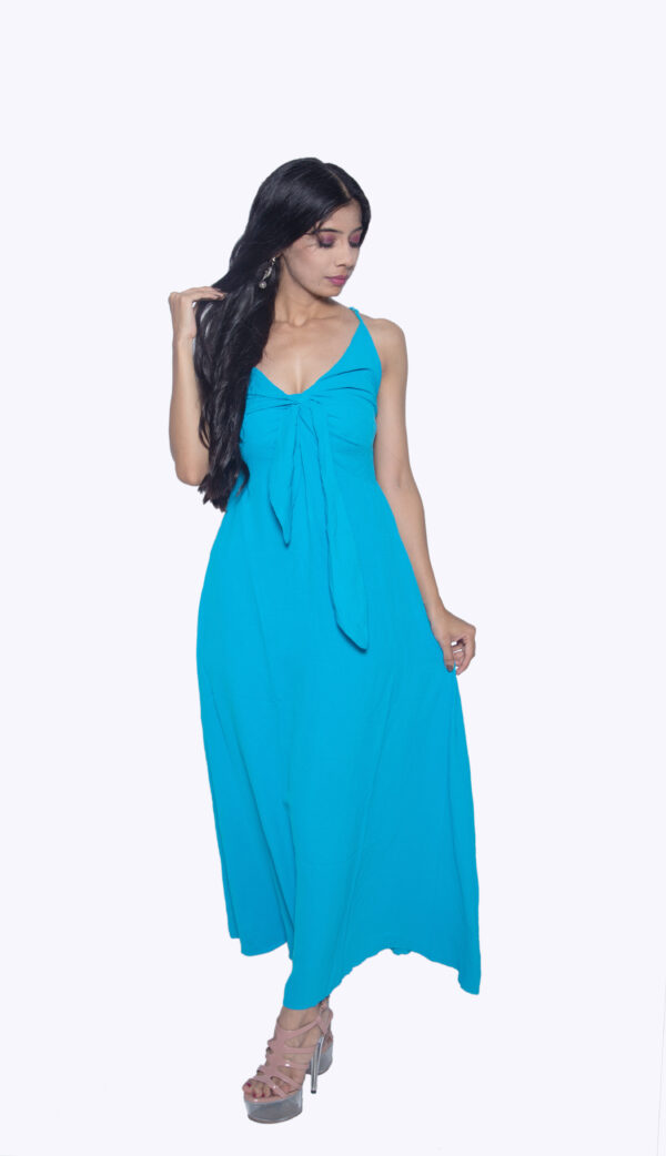 SKY BLUE IMPORTED FABRIC ONE PIECE PARTY WEAR - Image 3