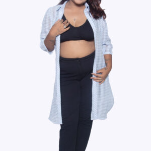 QUARTER SLEEVES BLUE SHRUG