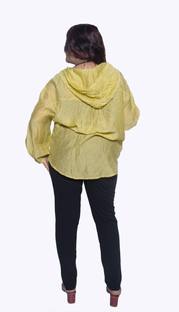 YELLOW SATIN CASUAL SHIRT WITH HOODIE - Image 3
