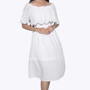 WHITE COTTON OFF SHOULDER ONE PIECE