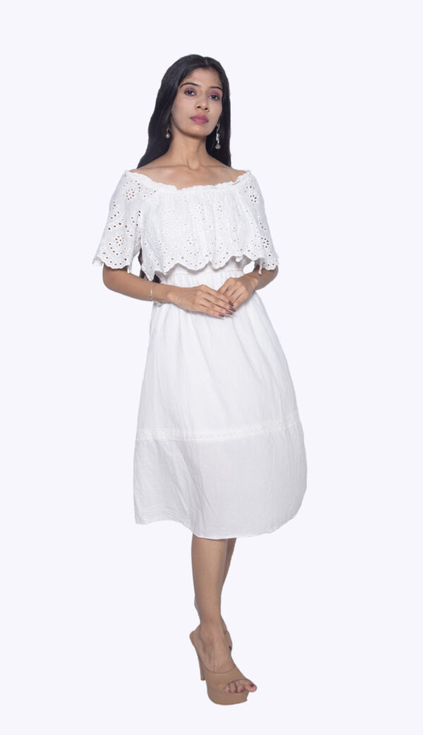 WHITE COTTON OFF SHOULDER ONE PIECE