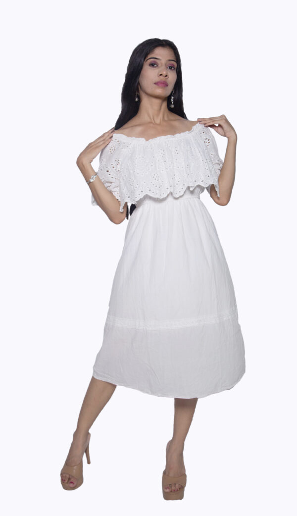 WHITE COTTON OFF SHOULDER ONE PIECE - Image 2