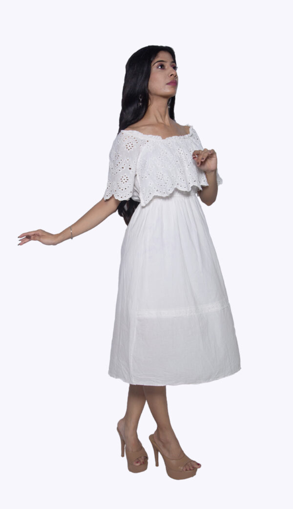 WHITE COTTON OFF SHOULDER ONE PIECE - Image 3