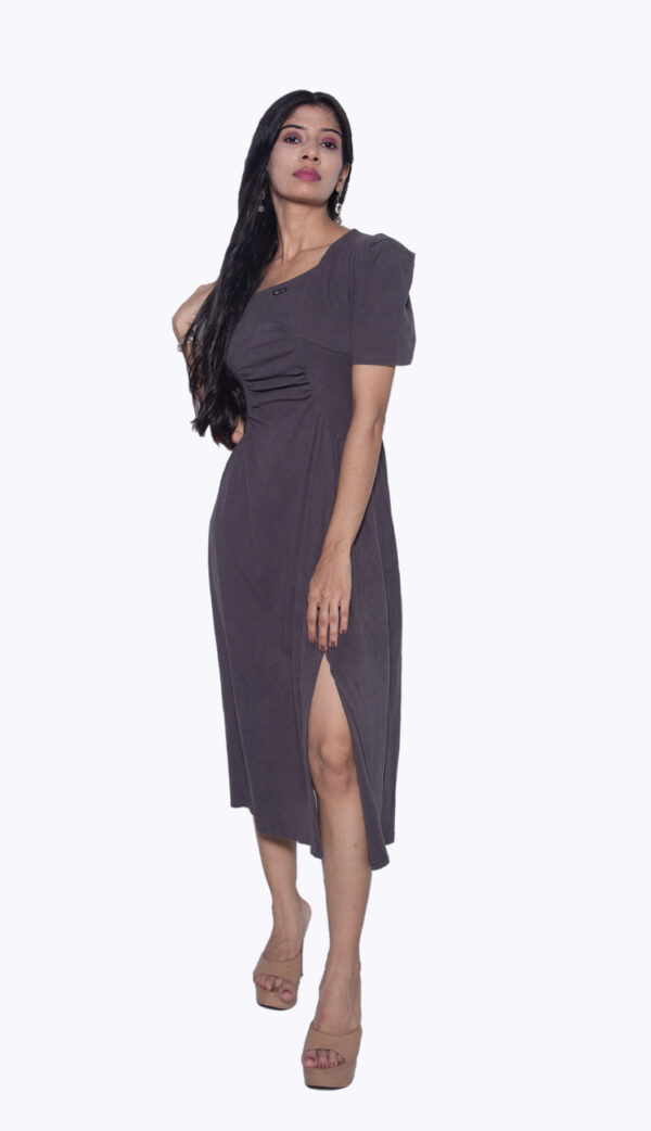 LAVENDER PARTY WEAR ONE PIECE WITH KNEE SLIT - Image 3