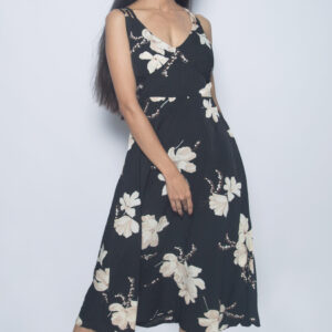 BLACK FLORAL CREPE ONE PIECE
