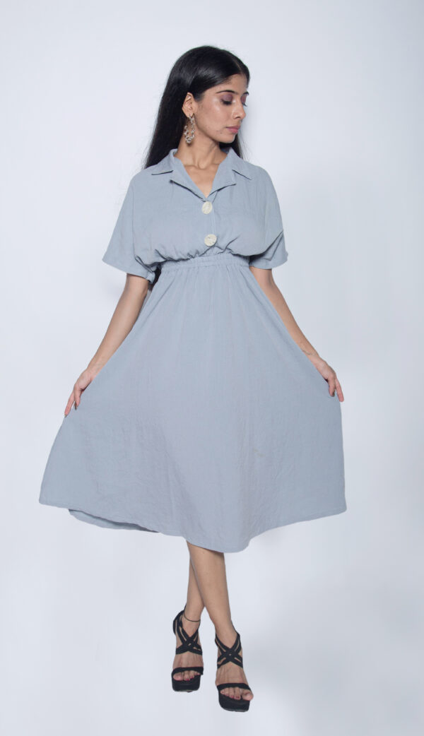 GREYISH BLUE ONE PIECE GOWN