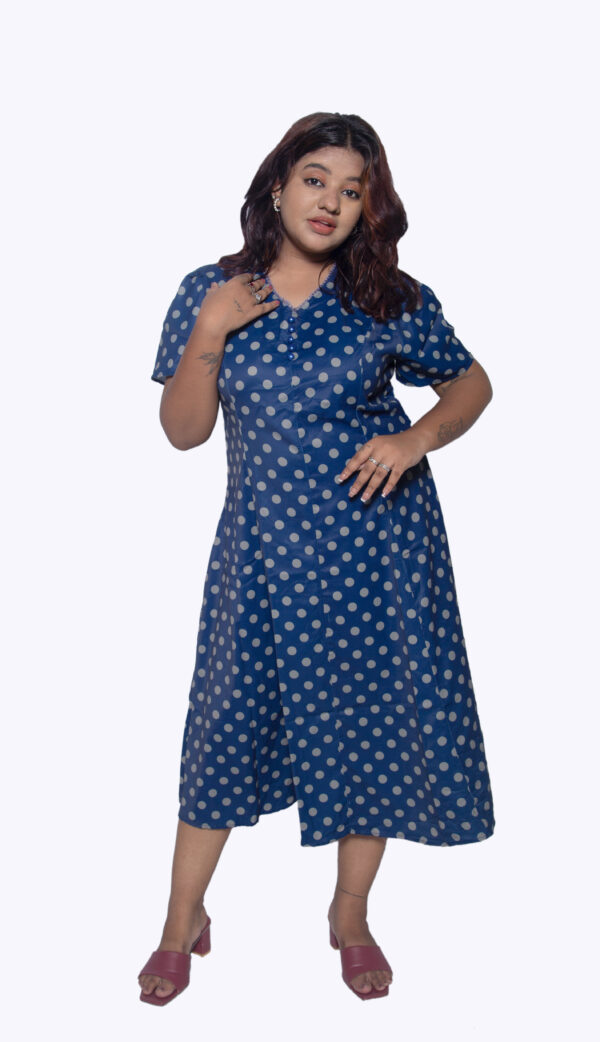 BLUE & WHITE POLKA DOTS ONE PIECE IMPORTED FABRIC