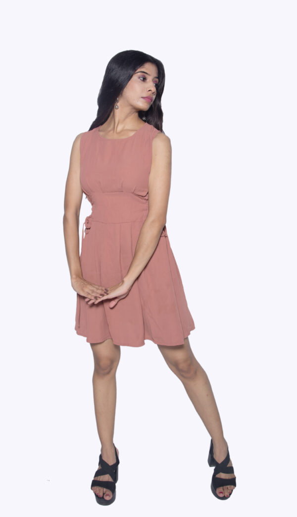 PEACH SLEEVELESS ONE PIECE IMPORTED FABRIC