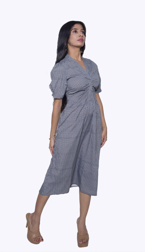BLUE & WHITE CHECKERED ONE PIECE COTTON - Image 2