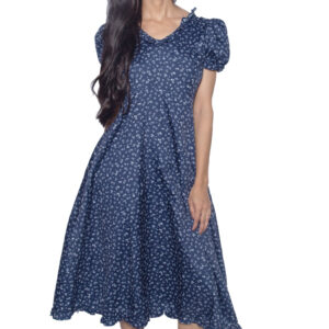 BLUE & WHITE FLORAL CHIFFON ONE PIECE