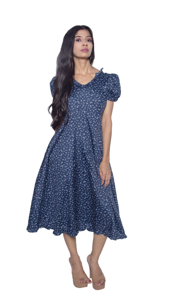 BLUE & WHITE FLORAL CHIFFON ONE PIECE