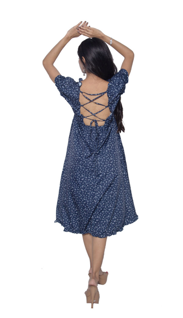 BLUE & WHITE FLORAL CHIFFON ONE PIECE - Image 2