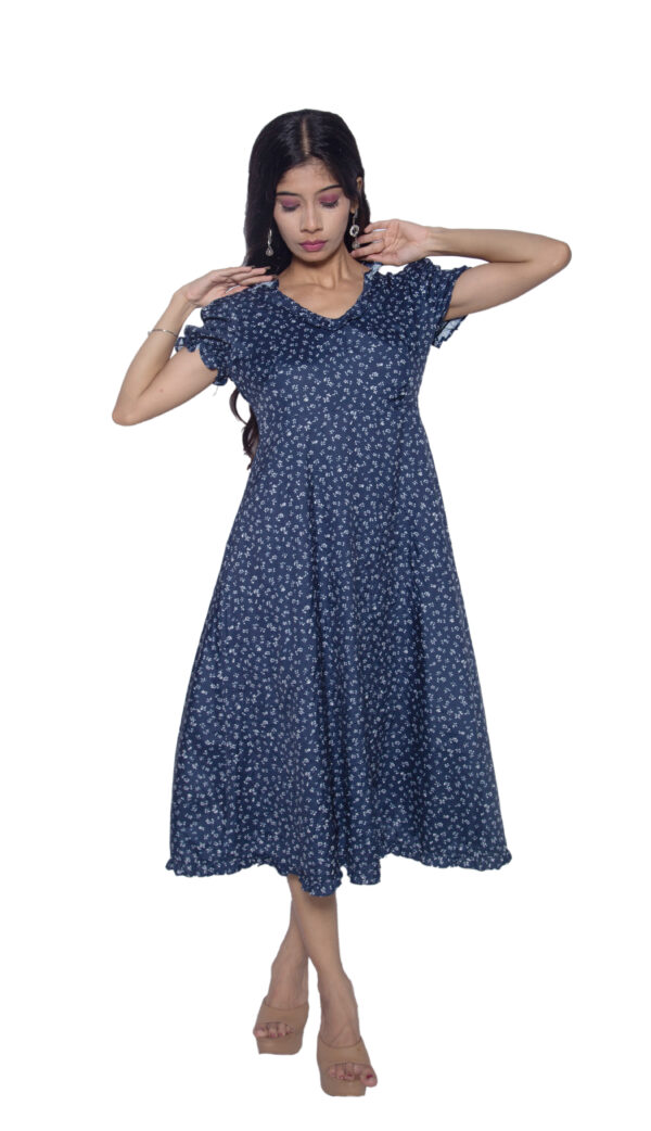 BLUE & WHITE FLORAL CHIFFON ONE PIECE - Image 3