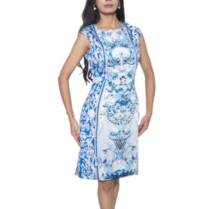 BLUE & WHITE SELF PRINTED ONE PIECE