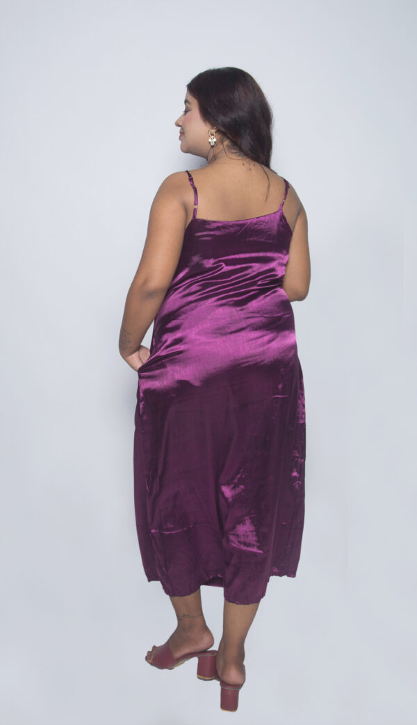 PURPLE SATIN PARTY WEAR ONE PIECE - Image 4