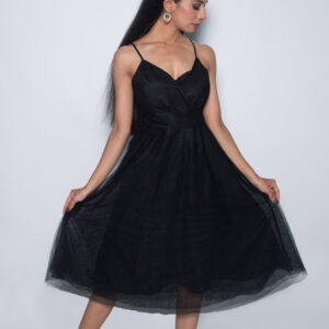 BLACK SATIN NET ONE PIECE