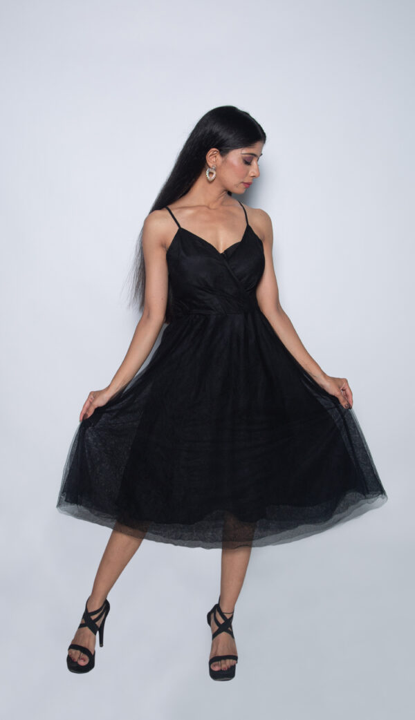 BLACK SATIN NET ONE PIECE